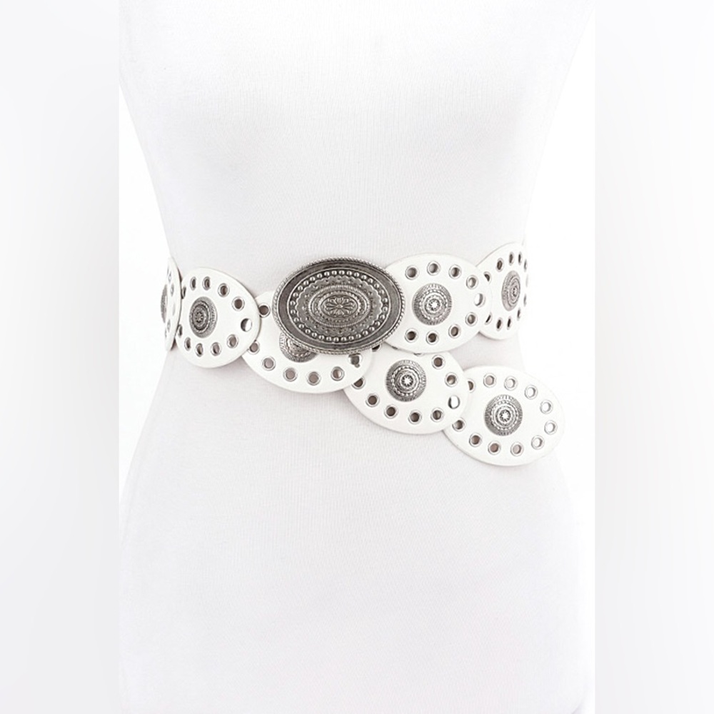 Vegan Leather Western Concho Statement Belt